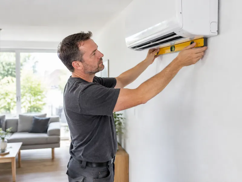 Fachbetrieb montiert eine Klimaanlage
